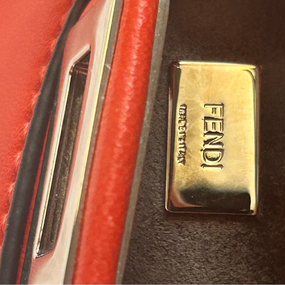 Fendi Leather Crossbody Peekaboo in Orange/Red Color with inclusions. - Picture 9 of 10